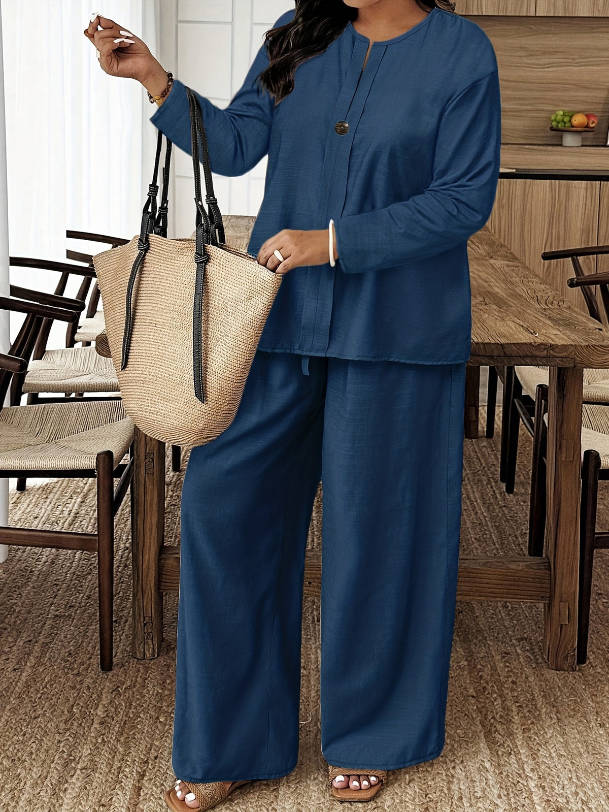 Ensemble grande taille — Chemise longue et pantalon ample