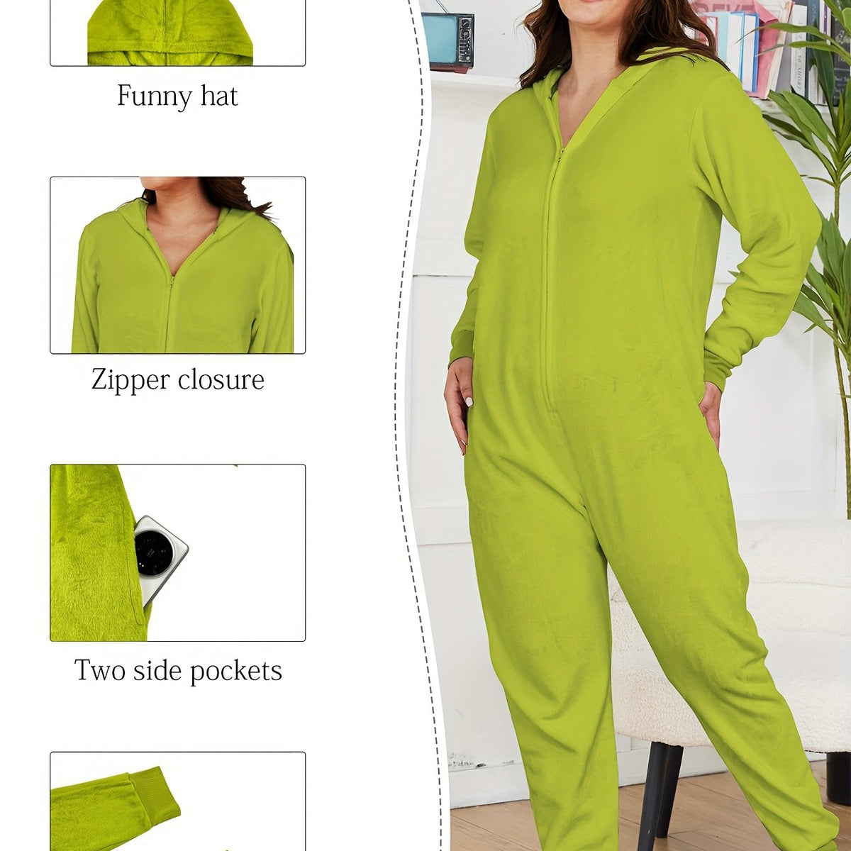 Combinaison grande taille, coupe oversize, capuche, chaleur d'hiver — composition : 88% Polyester, 12% Élasthanne
