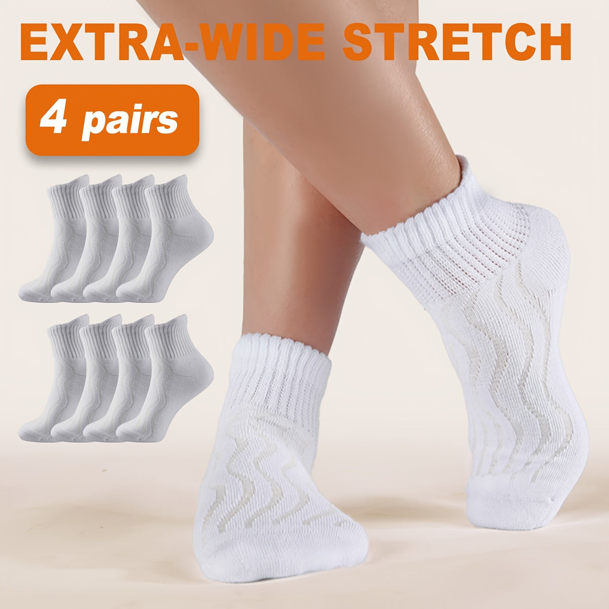 Chaussettes grande taille, coupe ample, toucher naturel — composition : 73% Coton, 25% Polyester, 2% Élasthanne
