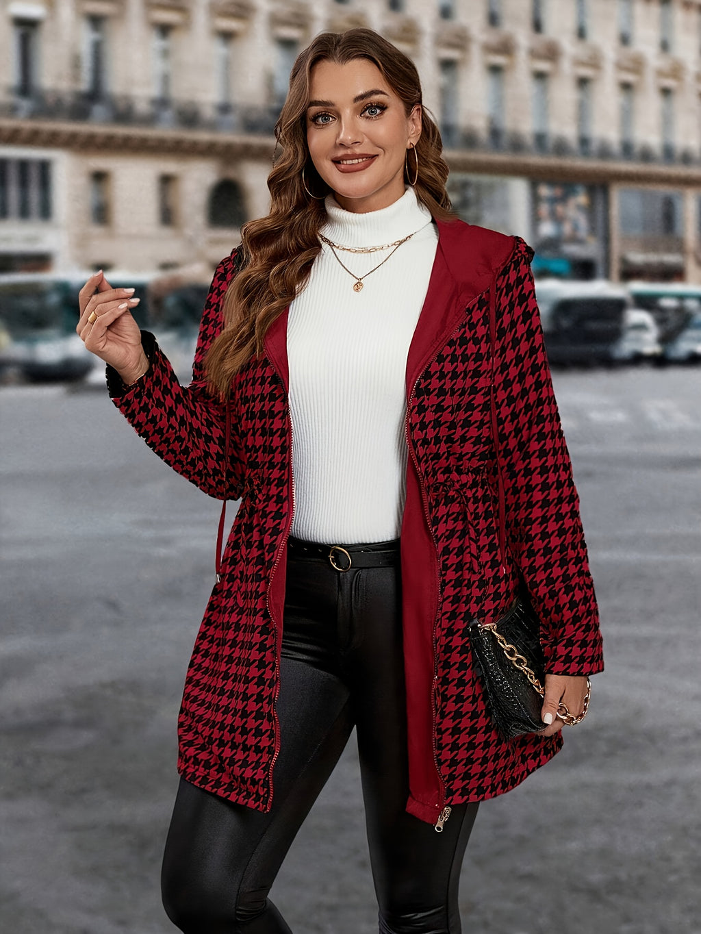 Manteau grande taille, coupe oversize, vu de dos