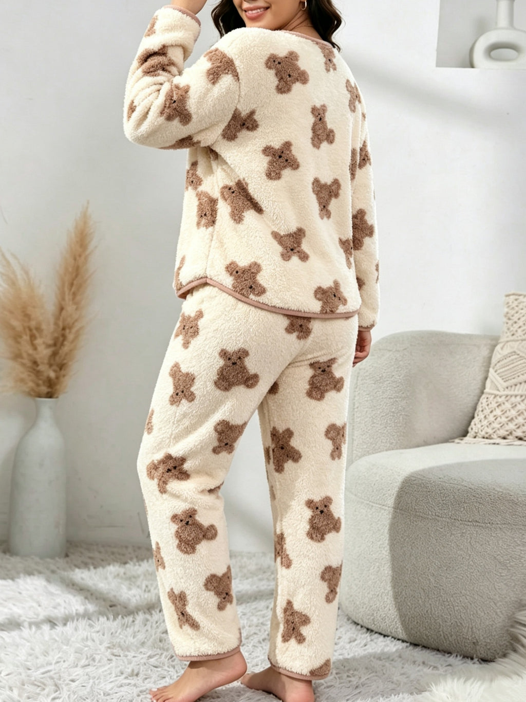 Pyjama grande taille, chaleur d'hiver, esprit décontracté, porté de face