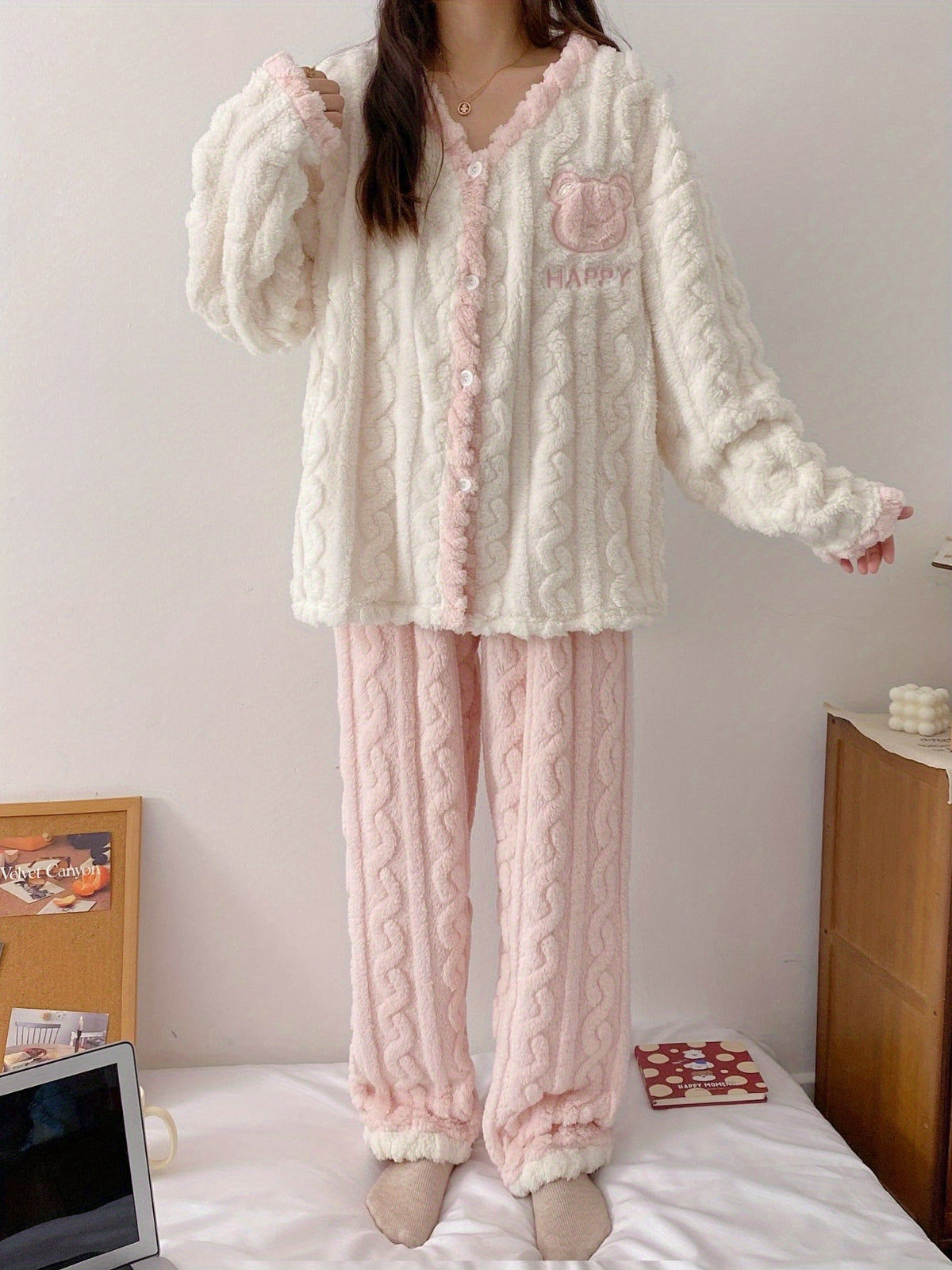 Pyjama grande taille, chaleur d'hiver, vu de dos
