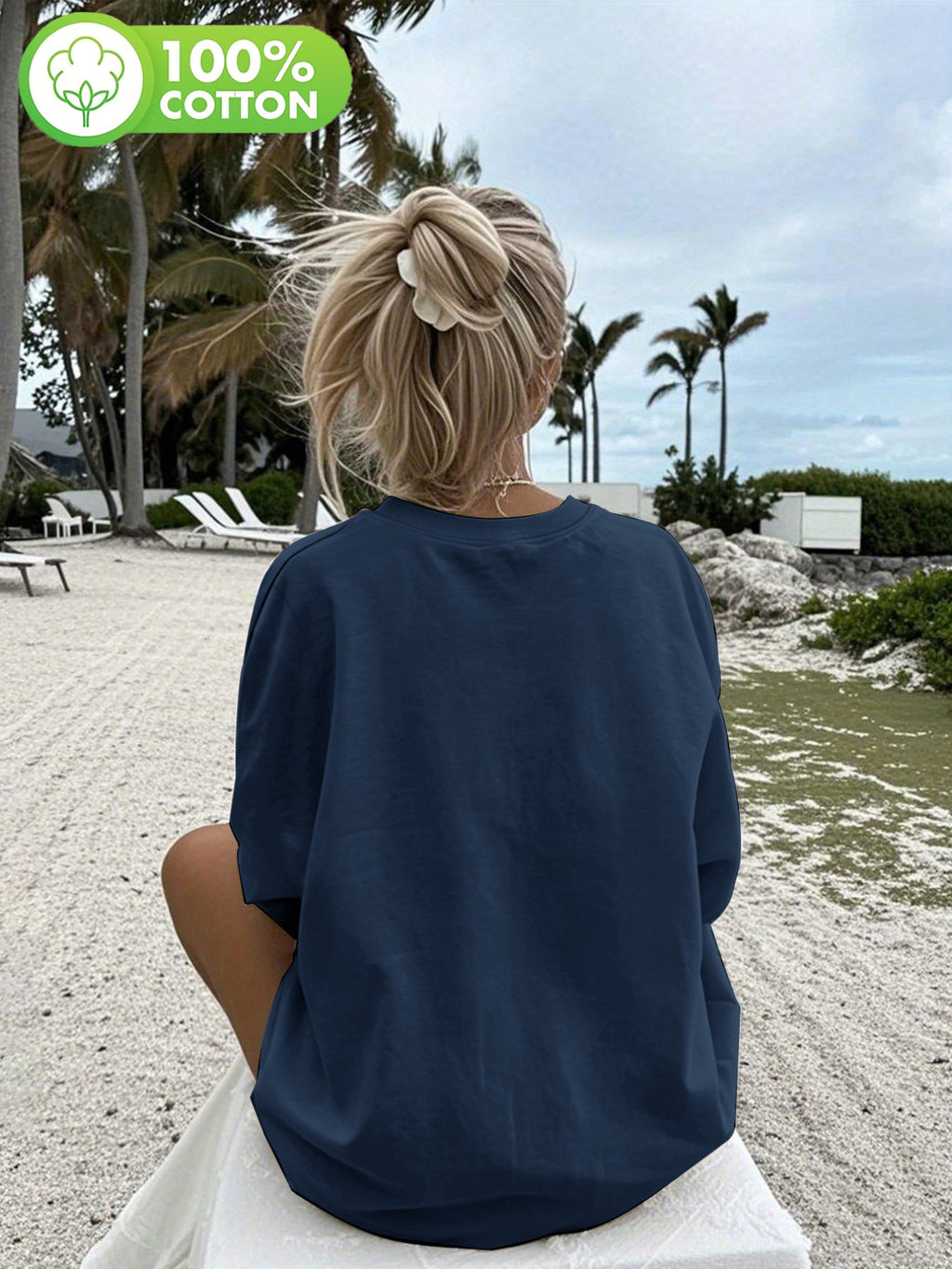 T-shirt grande taille à imprimé fleuri, manches longues, toucher naturel, autre coloris