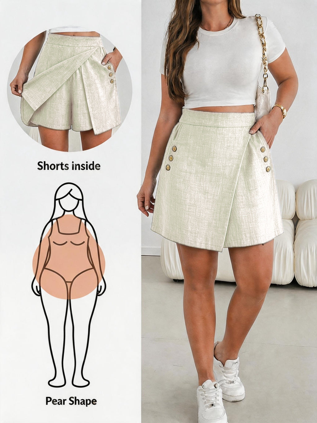 Short grande taille, poches pratiques, vu de dos