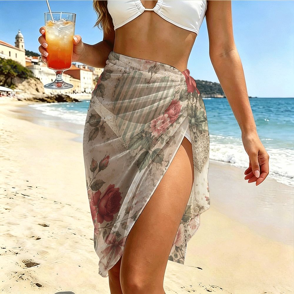 Jupe grande taille à imprimé fleuri, allure vintage — matière : polyester