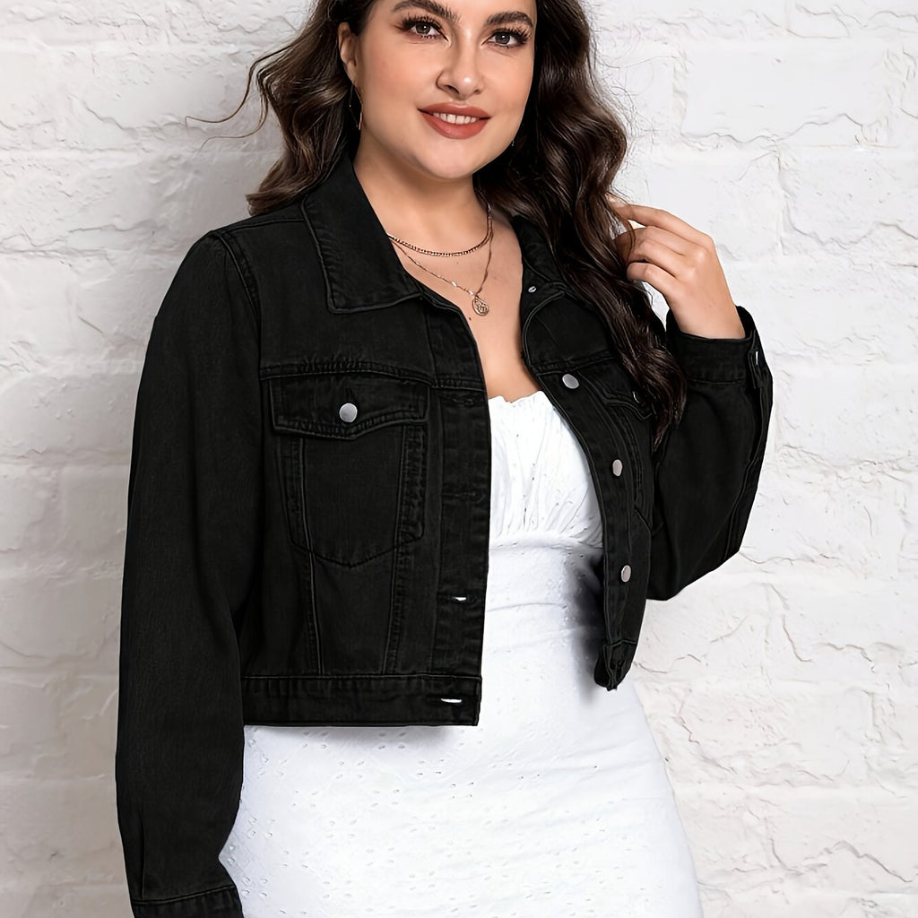 Veste grande taille, coupe oversize, col à revers, boutonnage, vu de dos