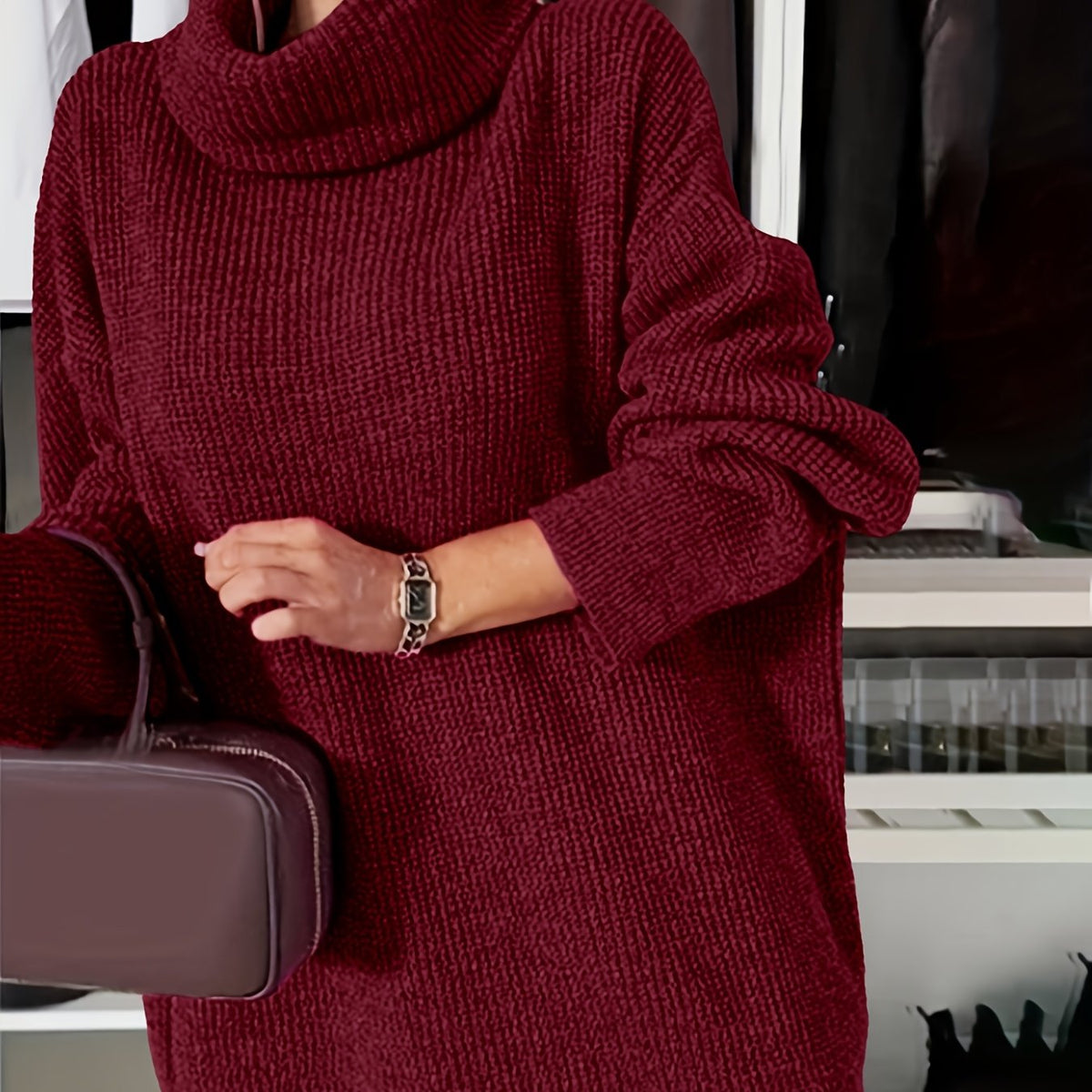 Pull grande taille en maille, maille souple, chaleur d'hiver — composition : 45% Polyester, 45% Acrylique, 7% Laine, 3% Élasthanne
