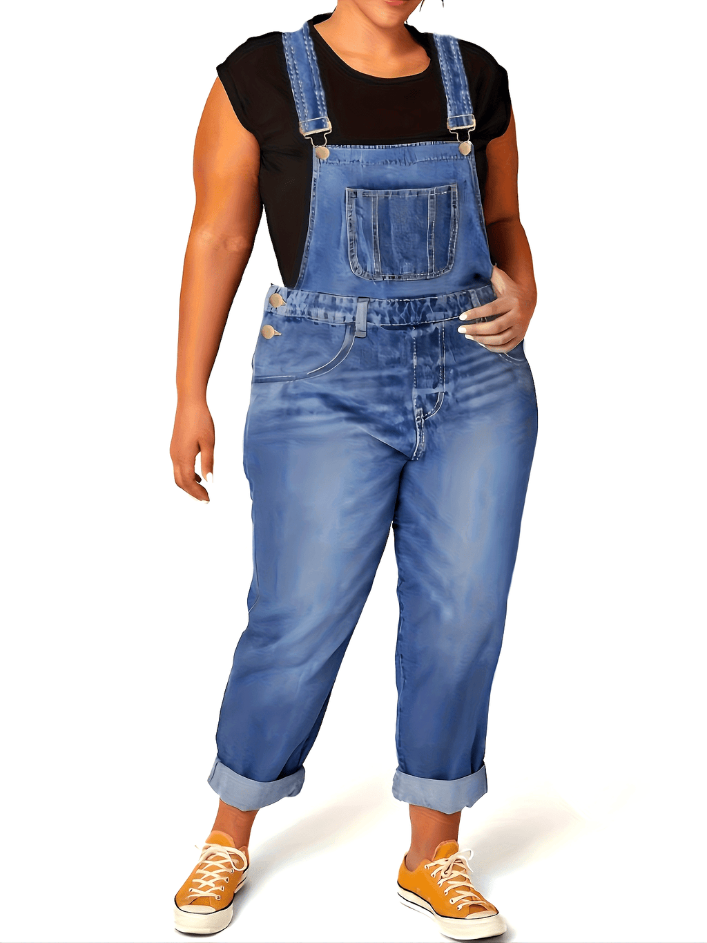 Combinaison grande taille, coupe droite, ceinture assortie, tenue franche, détail du tissu