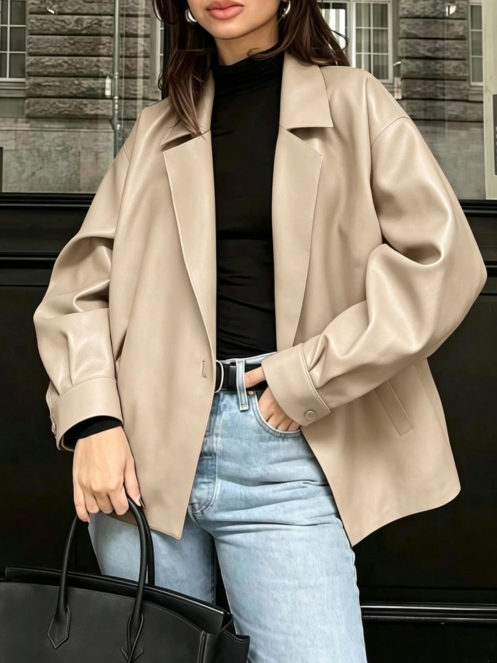 Veste grande taille, détail du col