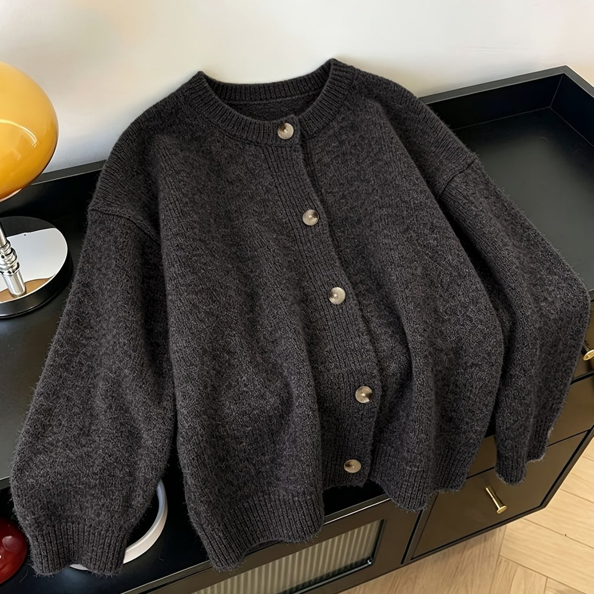 Cardigan grande taille, coupe ample, chaleur d'hiver, vue de profil