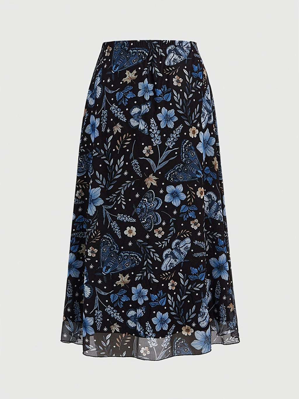 Jupe grande taille à imprimé fleuri, coupe droite, imprimé floral, détail du tissu