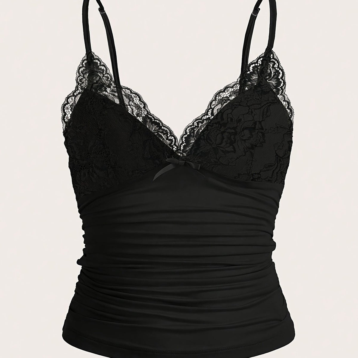 Débardeur grande taille en dentelle, effet ajouré, plissé — matière : polyester Image