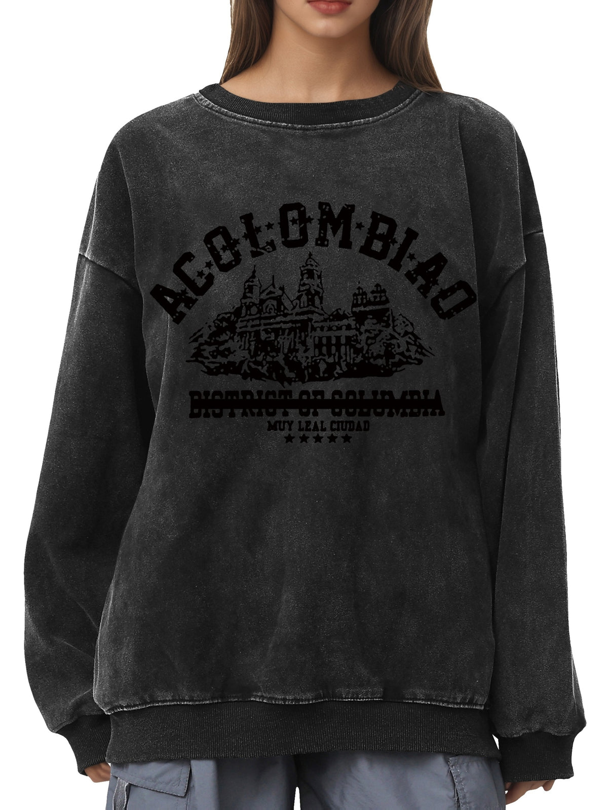 Sweat grande taille, col rond, toucher naturel, chaleur d'hiver — composition : 92% Coton, 8% Polyester Image