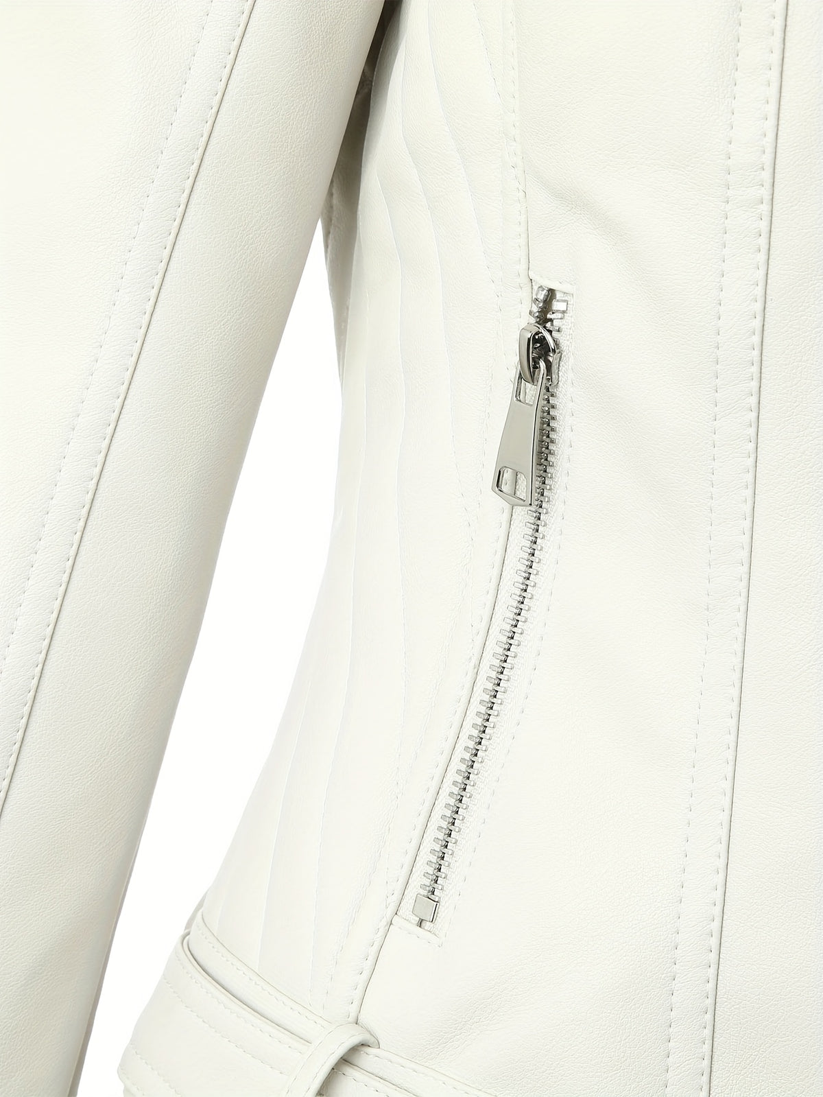 Veste grande taille en cuir synthétique, coupe ajustée, col, vue de profil