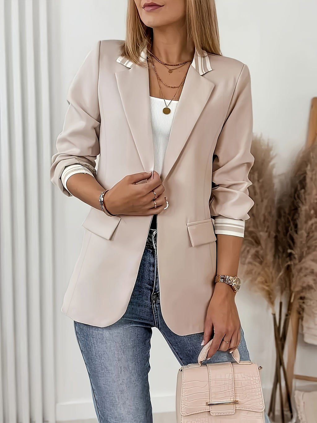 Veste grande taille à carreaux, poches pratiques