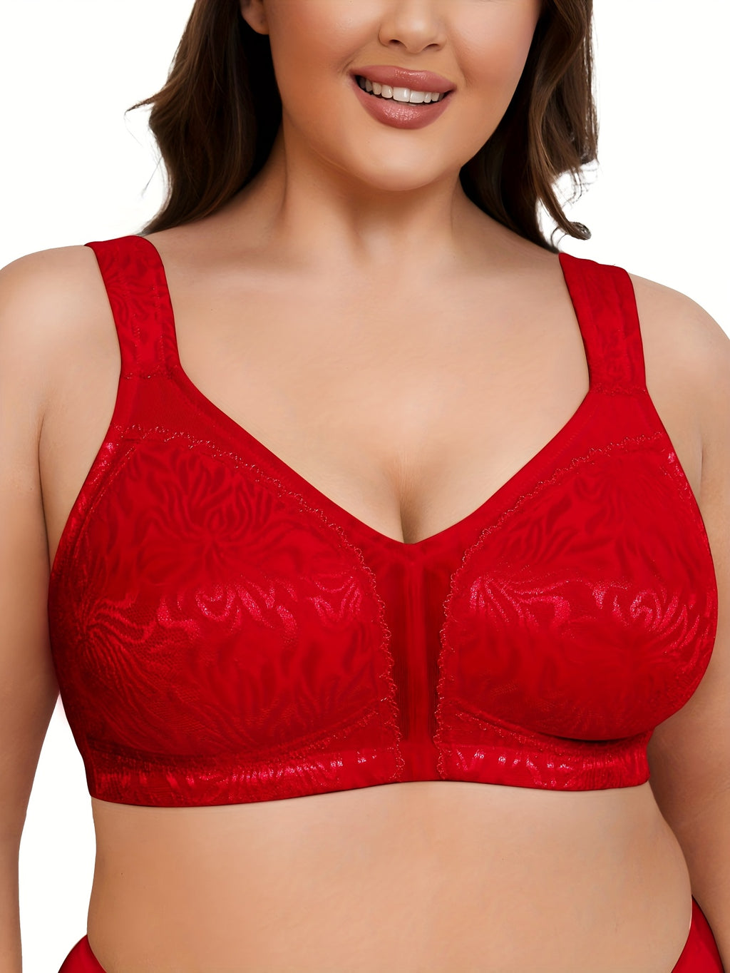 Soutien-gorge grande taille — Maille florale, côtés hauts