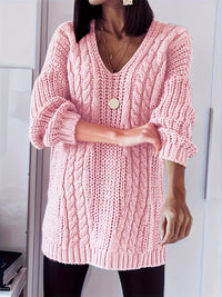 Pull grande taille, col V, forte élasticité