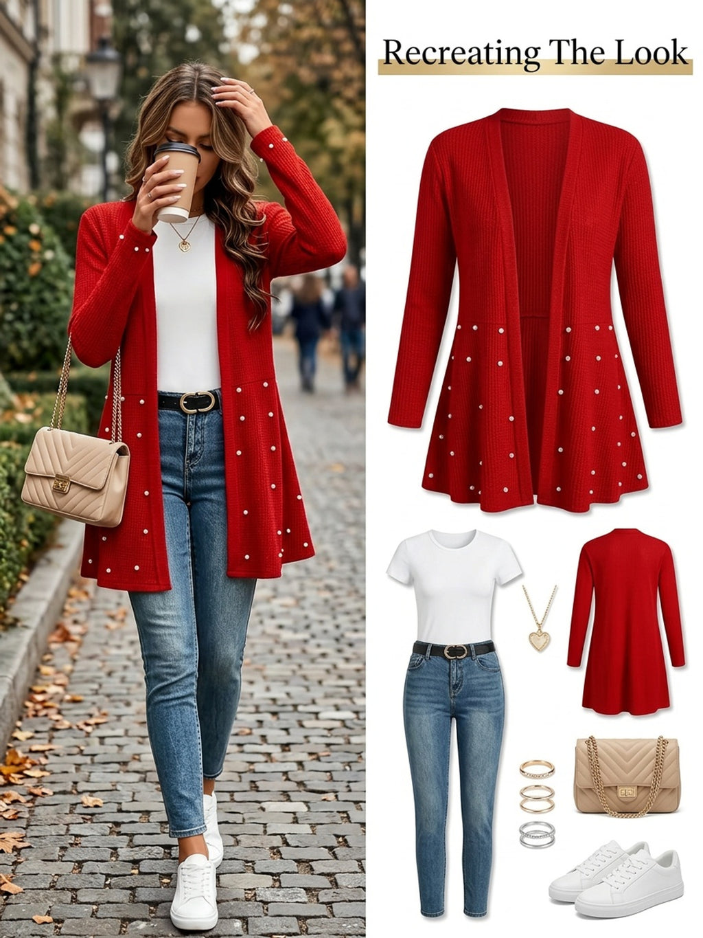 Veste grande taille, perles, manches longues, porté de face