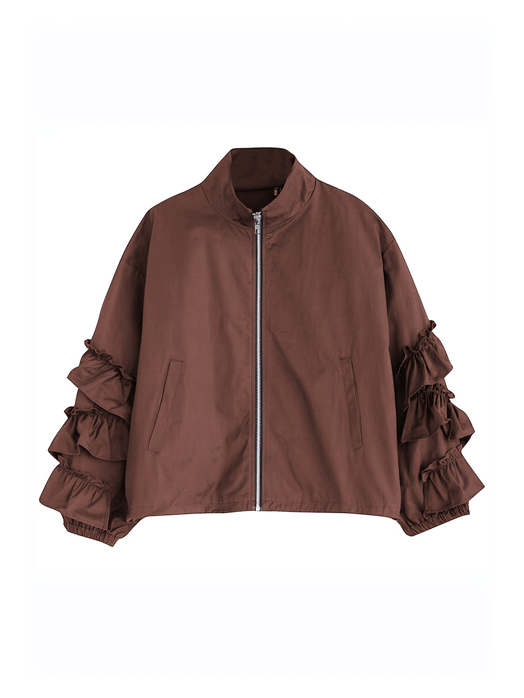 Veste grande taille, volants, fermeture zippée, autre coloris