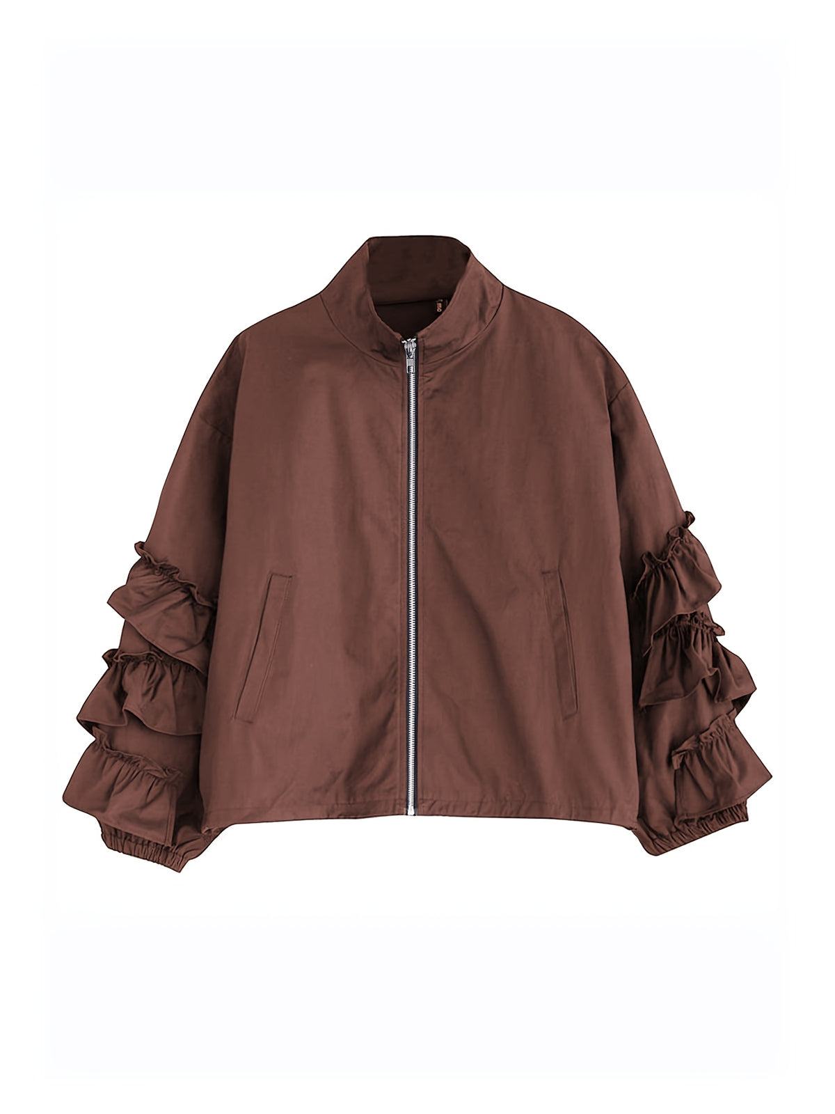 Veste grande taille, volants, fermeture zippée, autre coloris