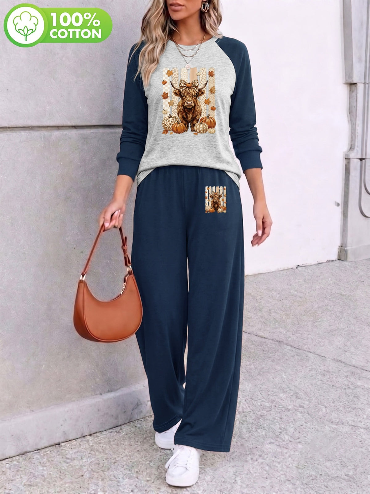 Ensemble grande taille, coupe ample, manches longues, toucher naturel