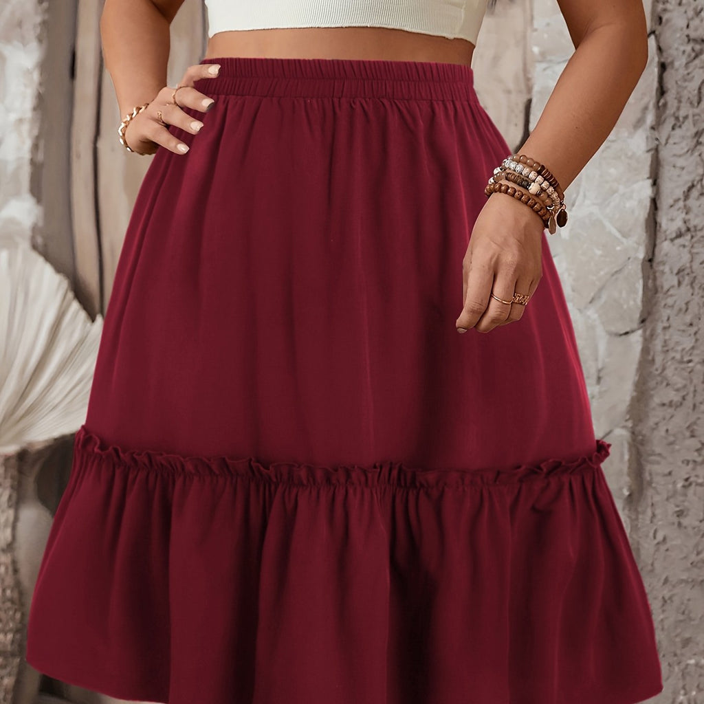 Jupe grande taille, coupe évasée, ligne nette — composition : 97% Polyester, 3% Élasthanne