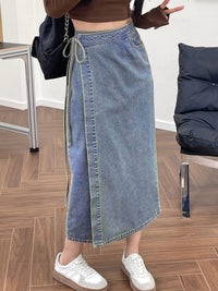 Jupe grande taille à imprimé géométrique, coupe oversize, fente, tenue franche
