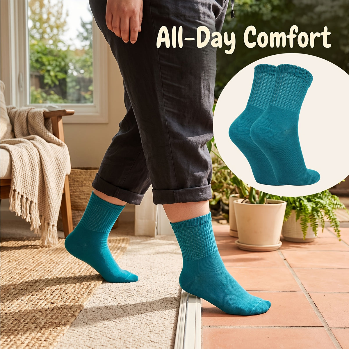 Chaussettes grande taille, coupe ample, tombé fluide, porté de face