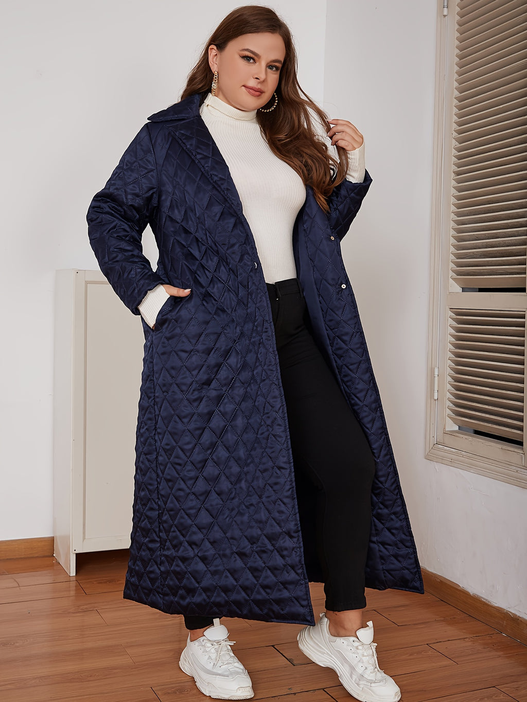 Manteau grande taille, col V, chaleur d'hiver, autre coloris