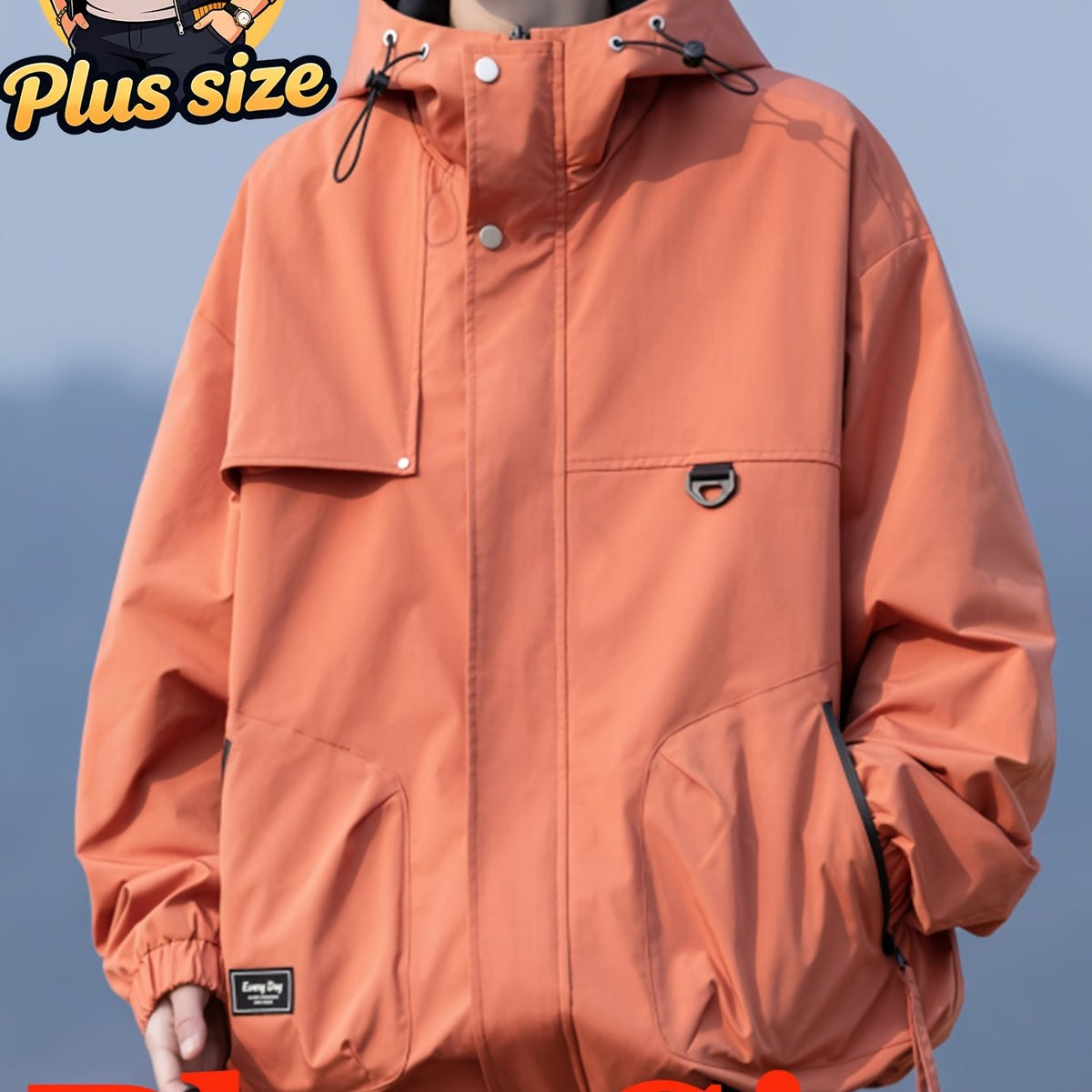 Veste grande taille, coupe ample, poches pratiques, coupe-vent, tissu opaque