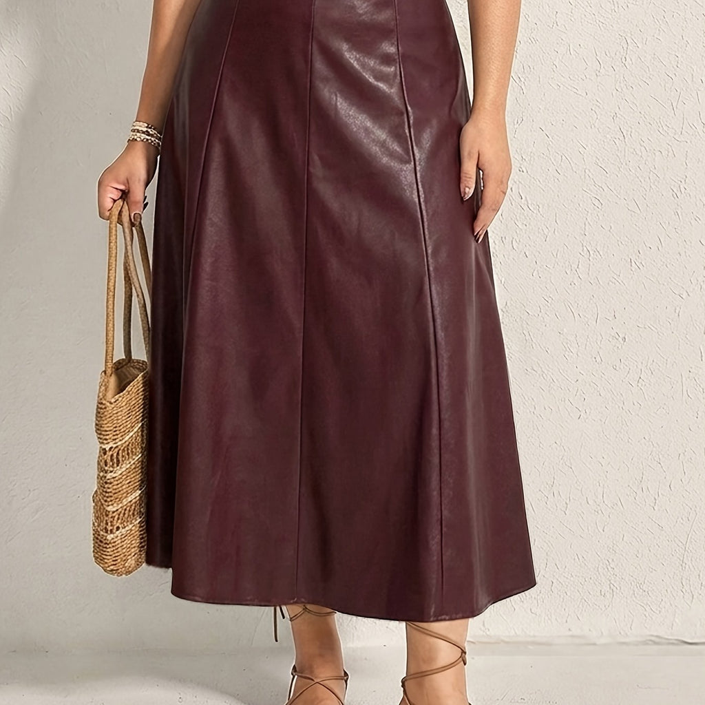 Jupe grande taille, coupe évasée, fente — matière : polyester