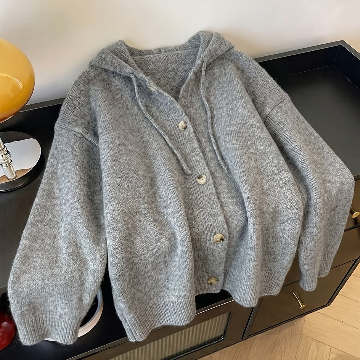 Cardigan grande taille, coupe ample, manches longues, chaleur d'hiver — matière : polyester Image