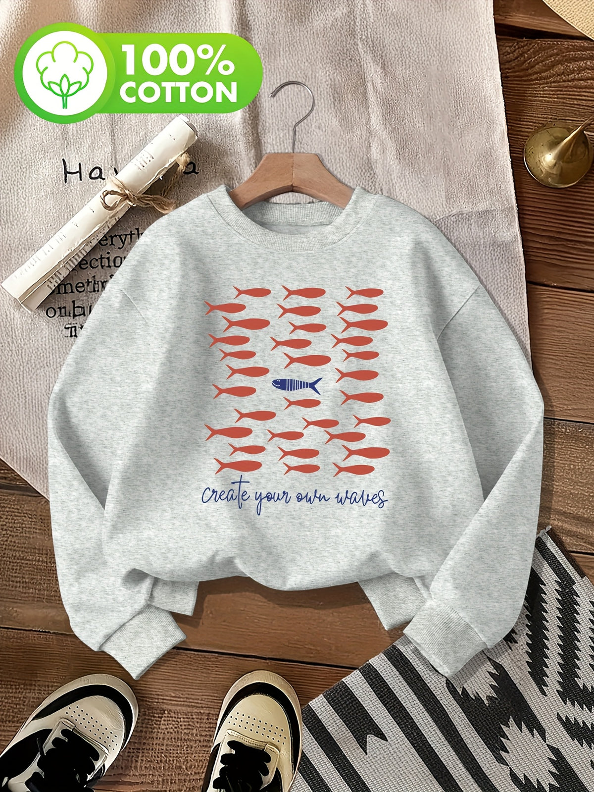 Pull grande taille, col rond, toucher naturel, chaleur d'hiver, visuel produit