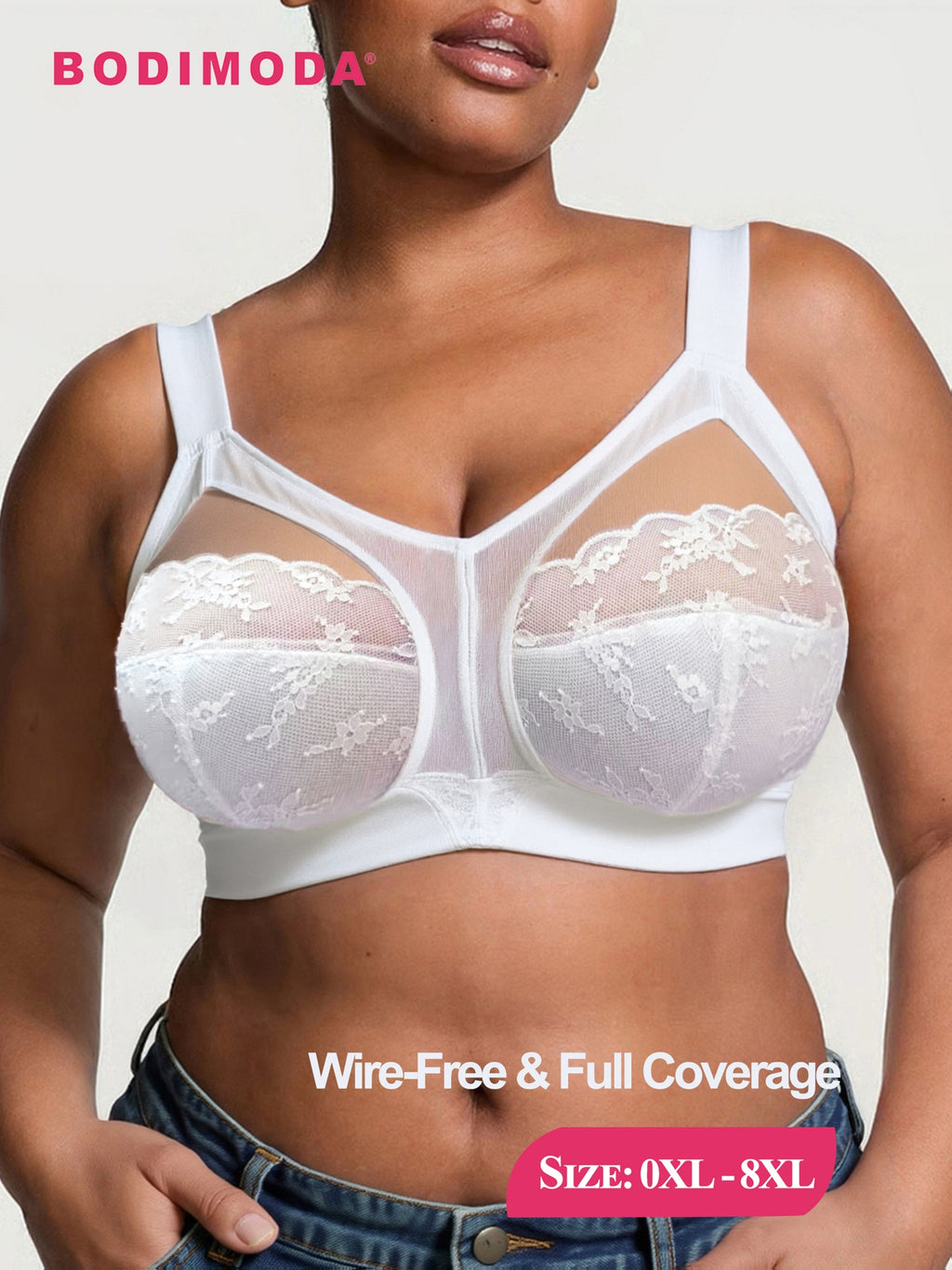 Soutien-gorge grande taille, fenêtres de tulle