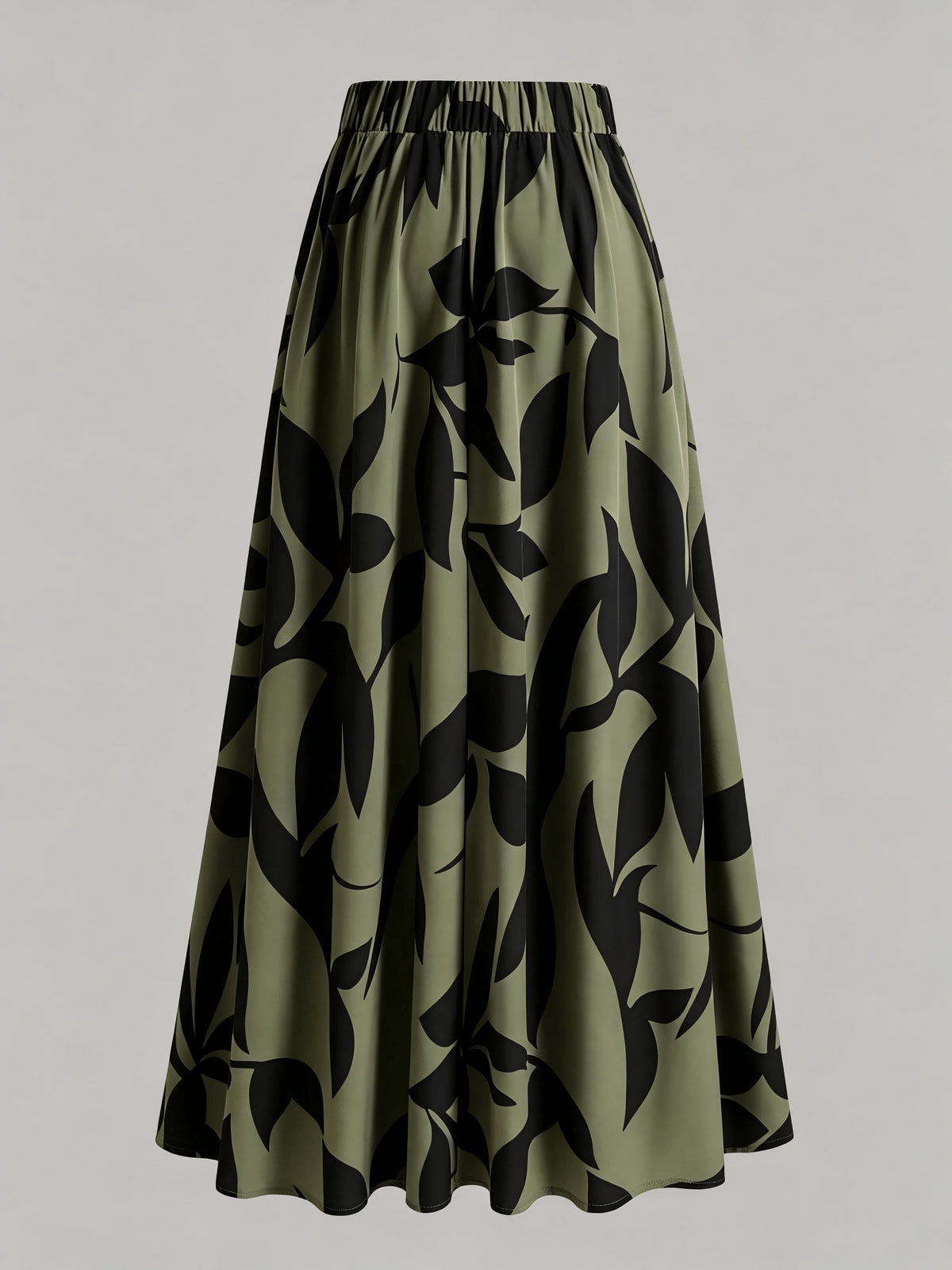 Jupe grande taille à imprimé fleuri, esprit décontracté, détail du col