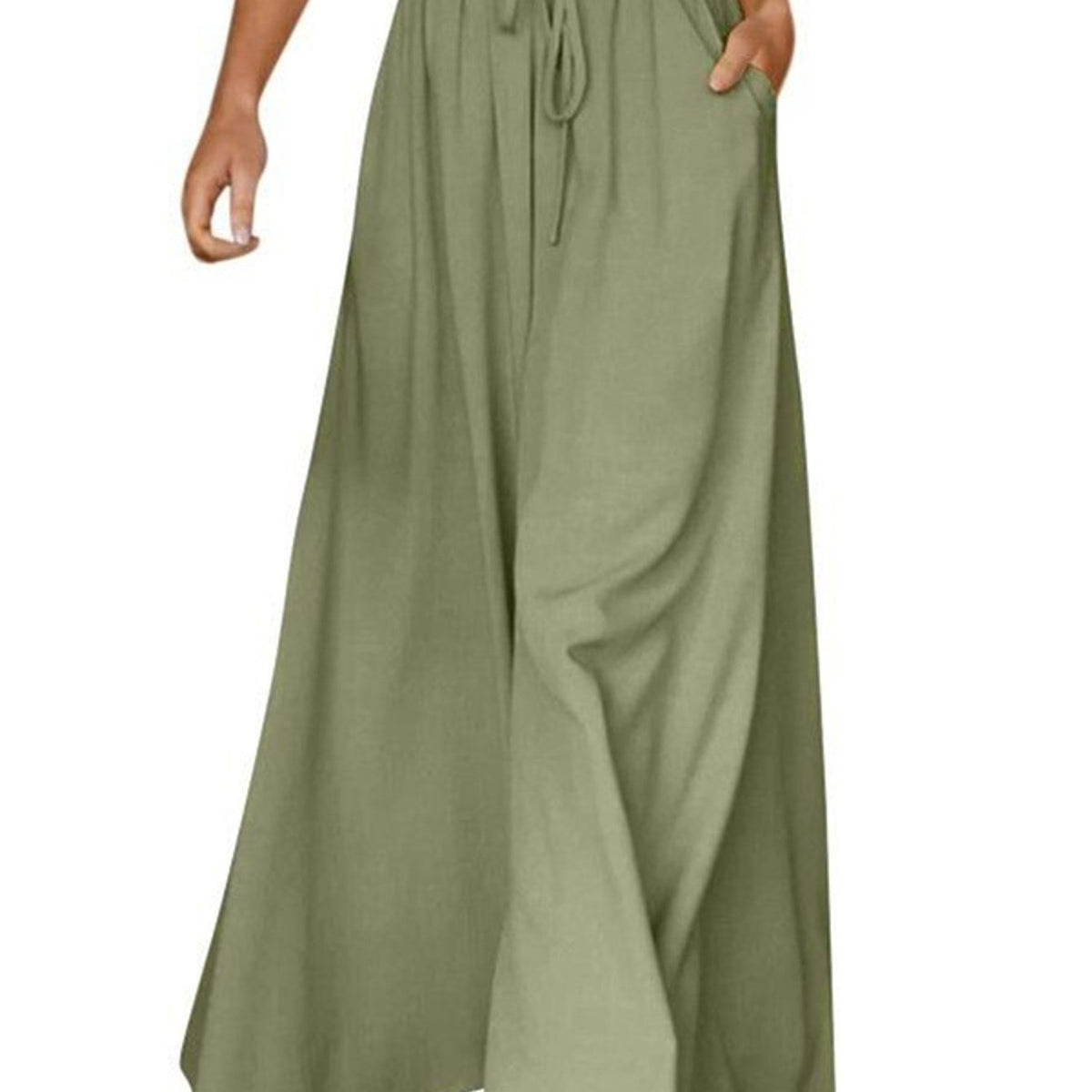 Pantalon grande taille, coupe évasée, toucher naturel — matière : coton