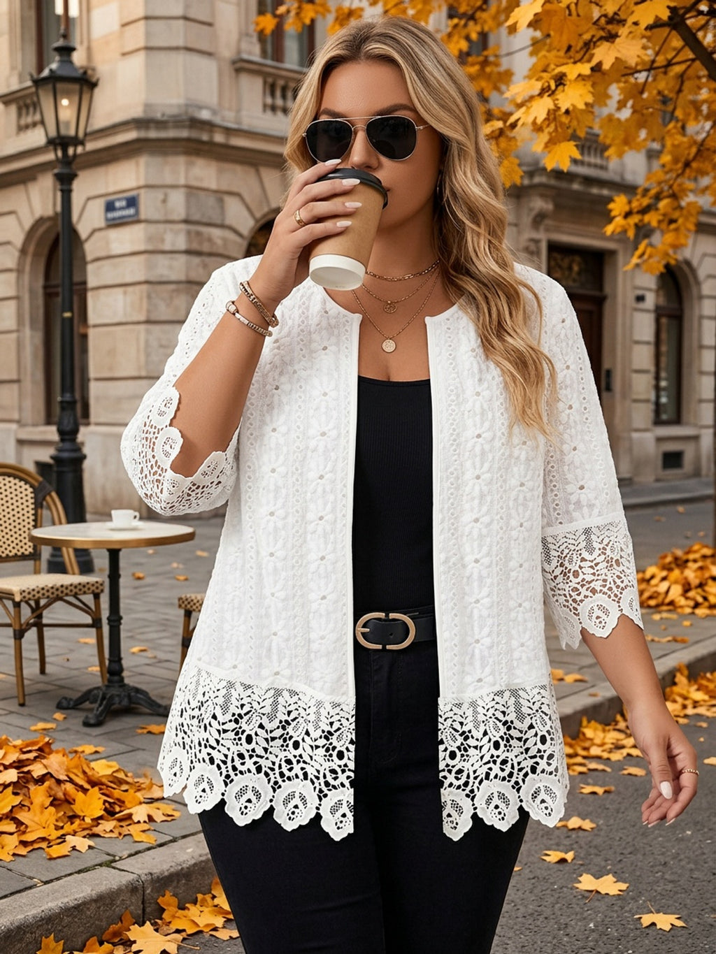 Cardigan grande taille, vu de dos