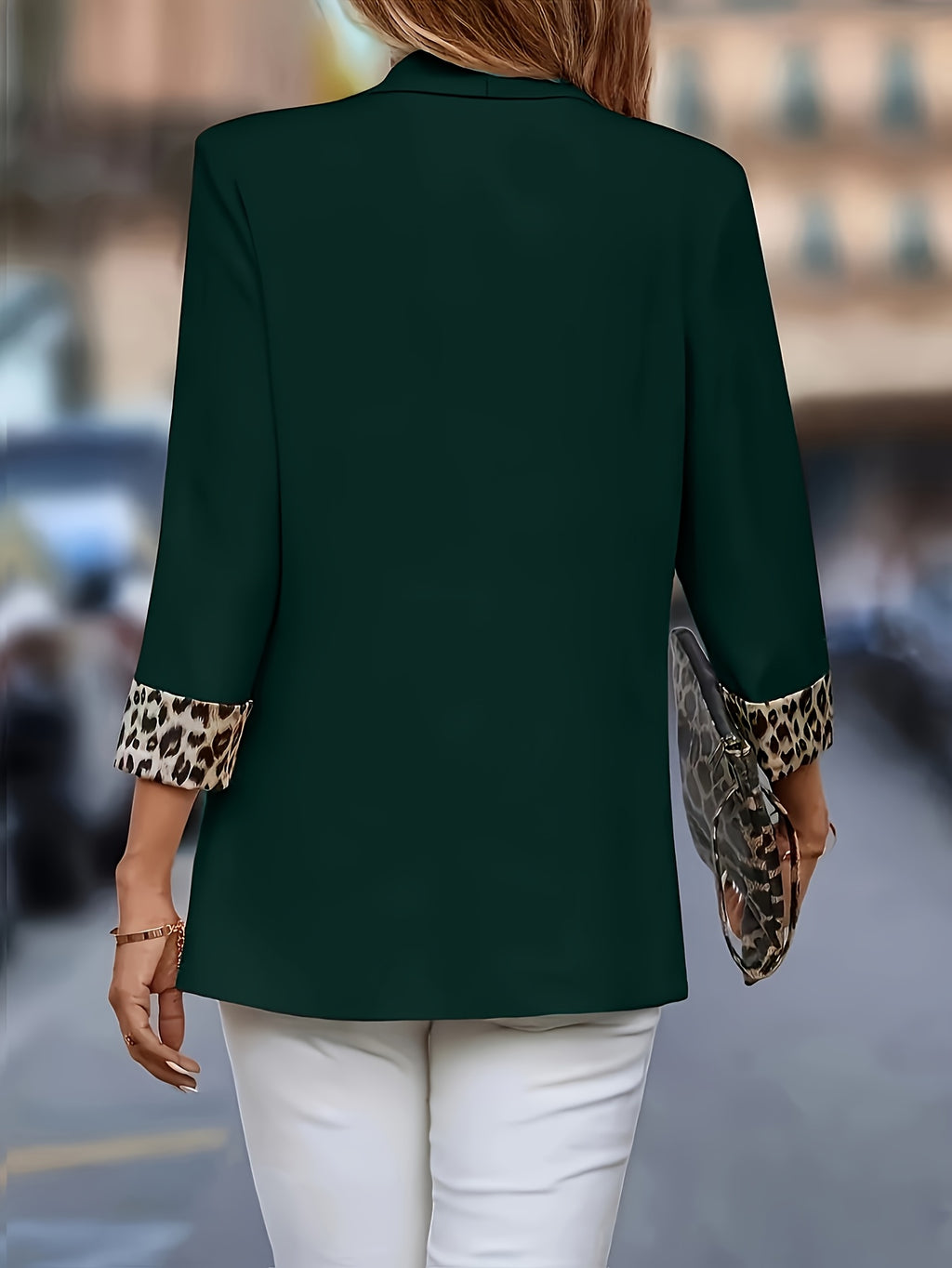 Blazer grande taille à imprimé léopard, coupe oversize, vu de dos