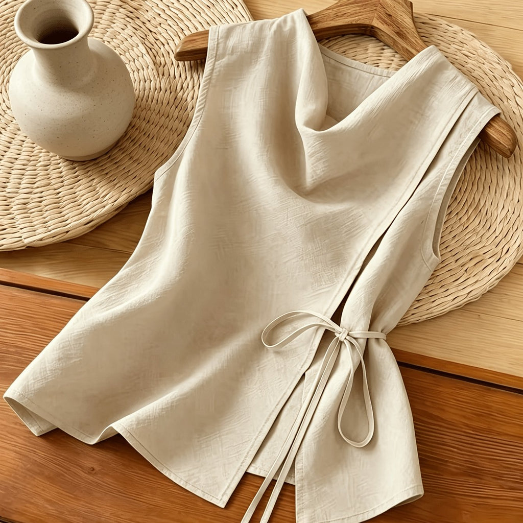 Top grande taille, coupe oversize sans manches, toucher naturel — matière : coton