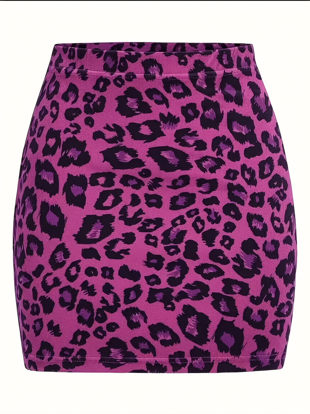 Jupe grande taille à imprimé léopard, allure élégante, tissu opaque