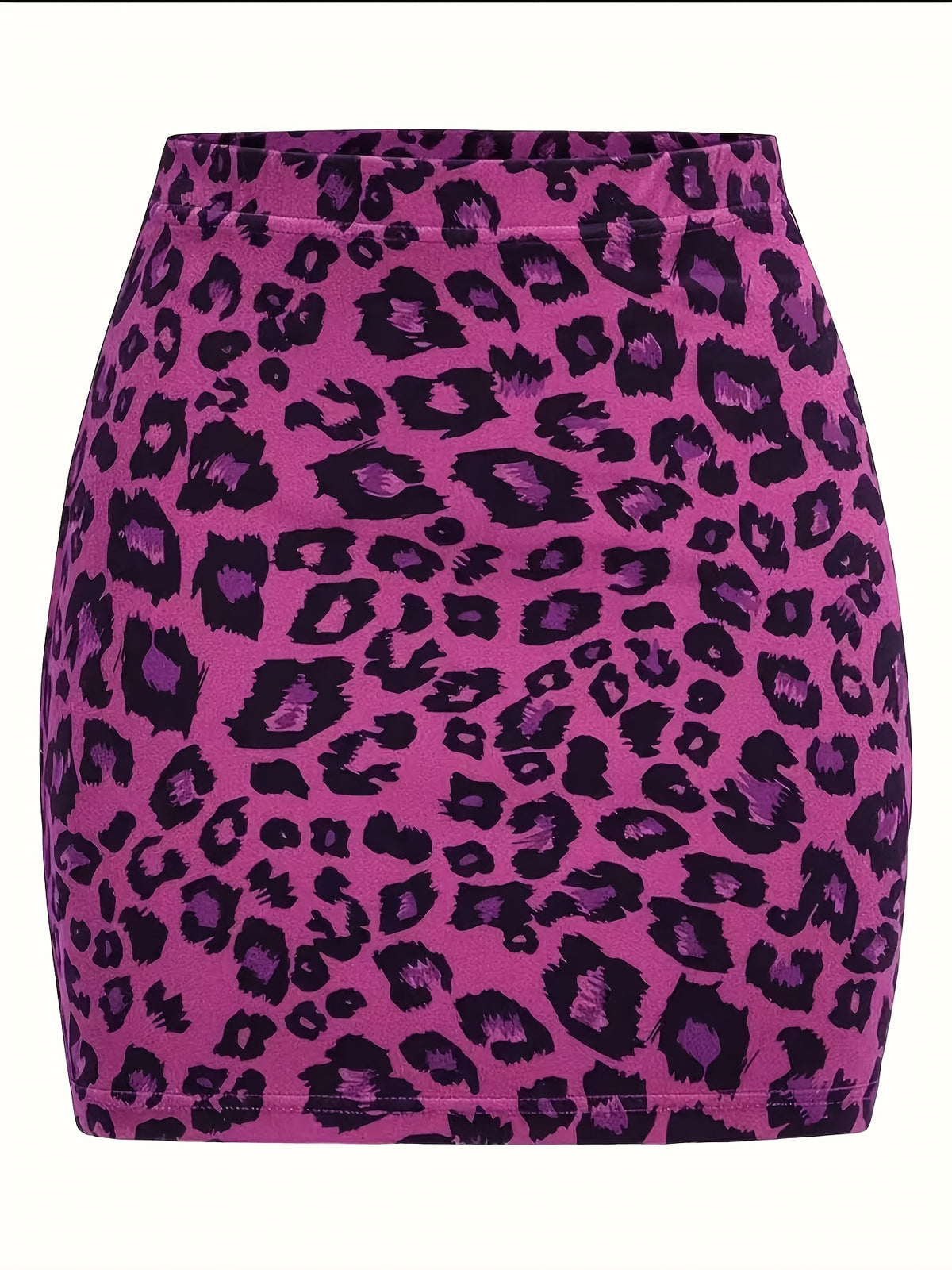 Jupe grande taille à imprimé léopard, allure élégante, tissu opaque