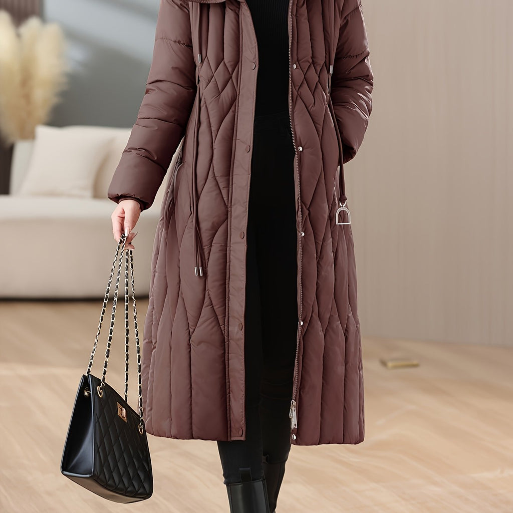 Manteau grande taille, coupe ajustée, capuche, chaleur d'hiver, tissu opaque