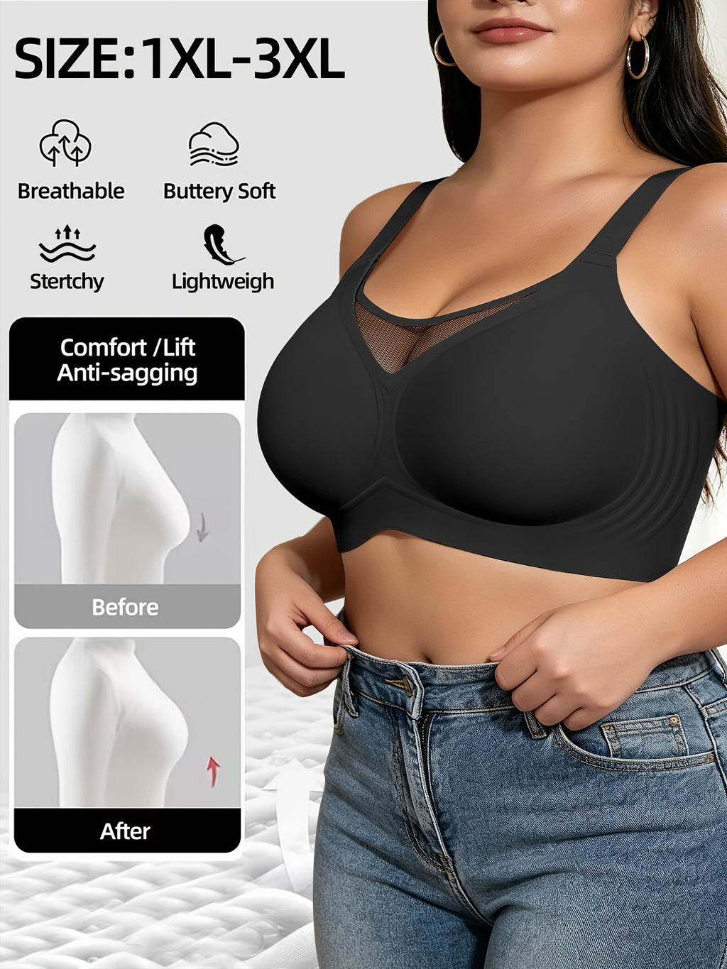 Soutien-gorge grande taille — Minimiseur à dos en U échancré