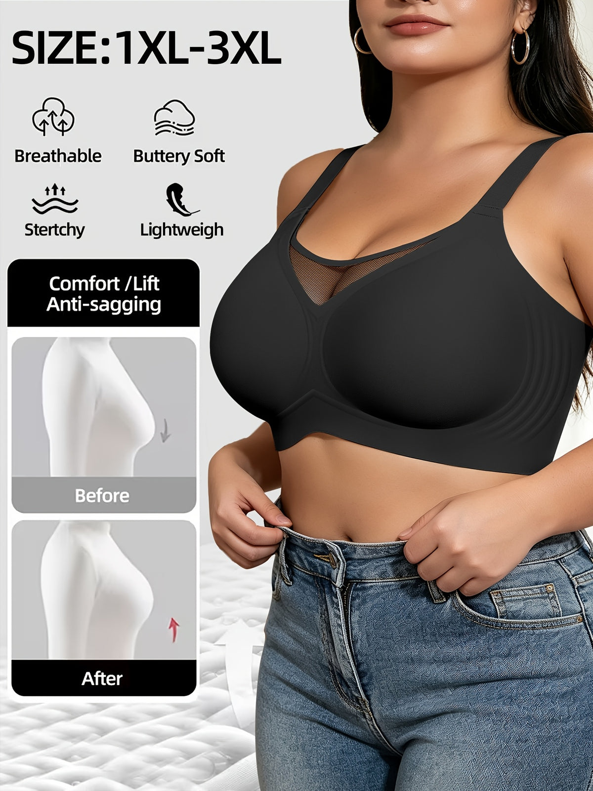 Soutien-gorge grande taille — Minimiseur à dos en U échancré
