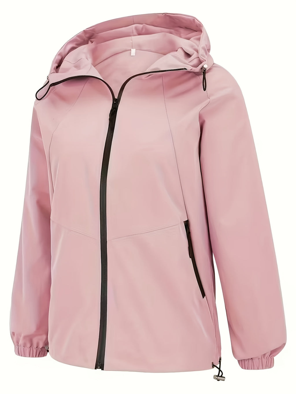 Veste grande taille, fermeture zippée, esprit trench, détail du col