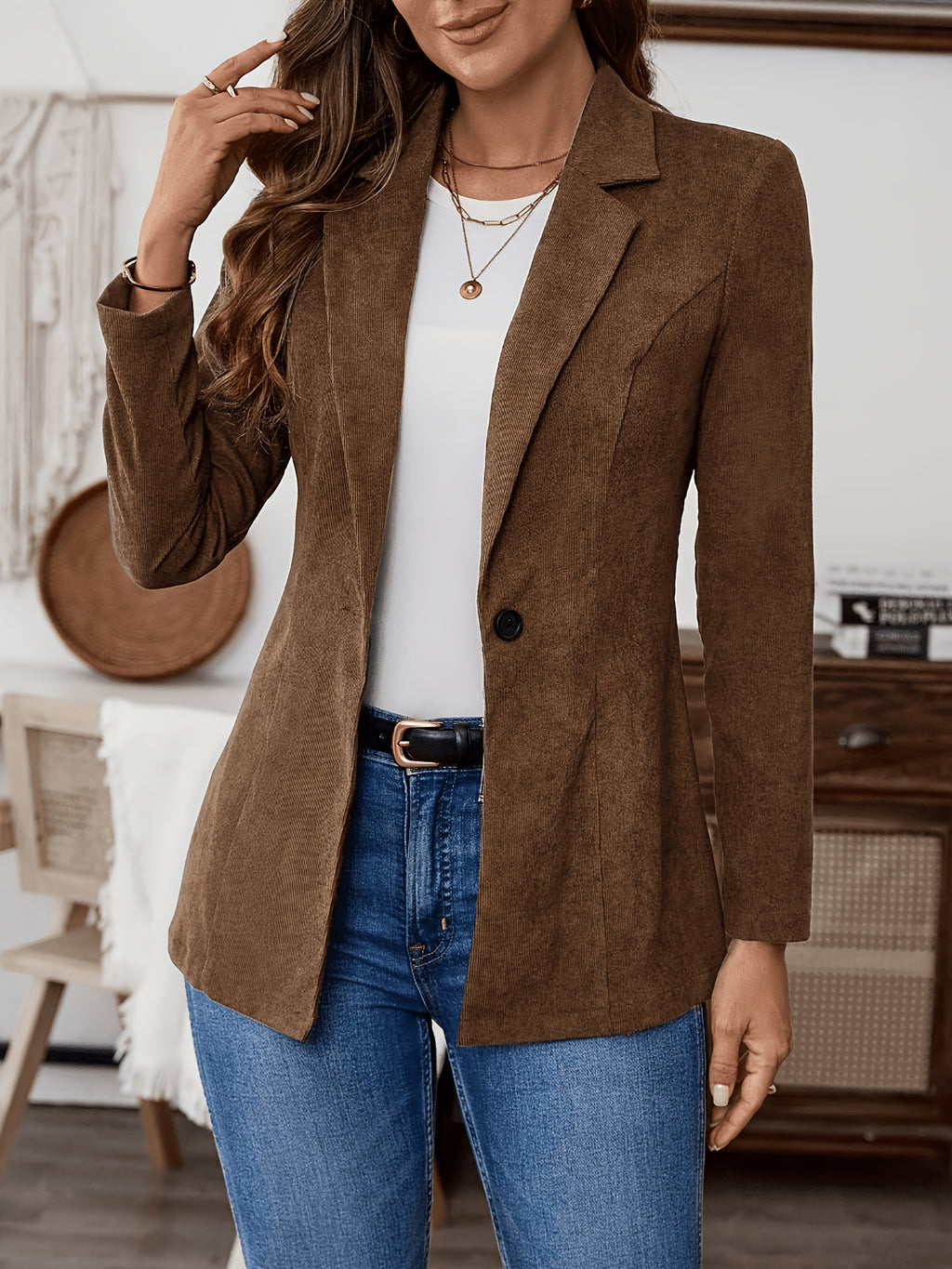 Veste grande taille, coupe oversize, manches longues, tissu léger, autre coloris