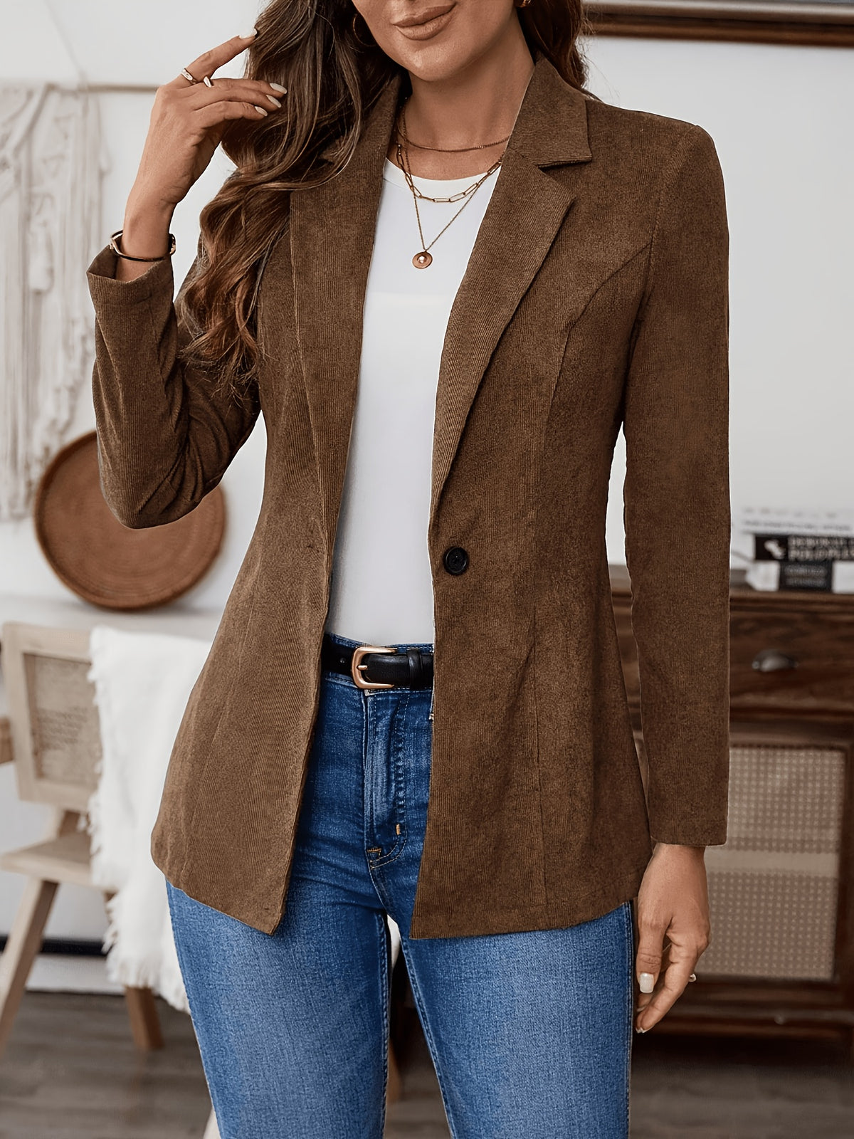 Veste grande taille, coupe oversize, manches longues, tissu léger, autre coloris