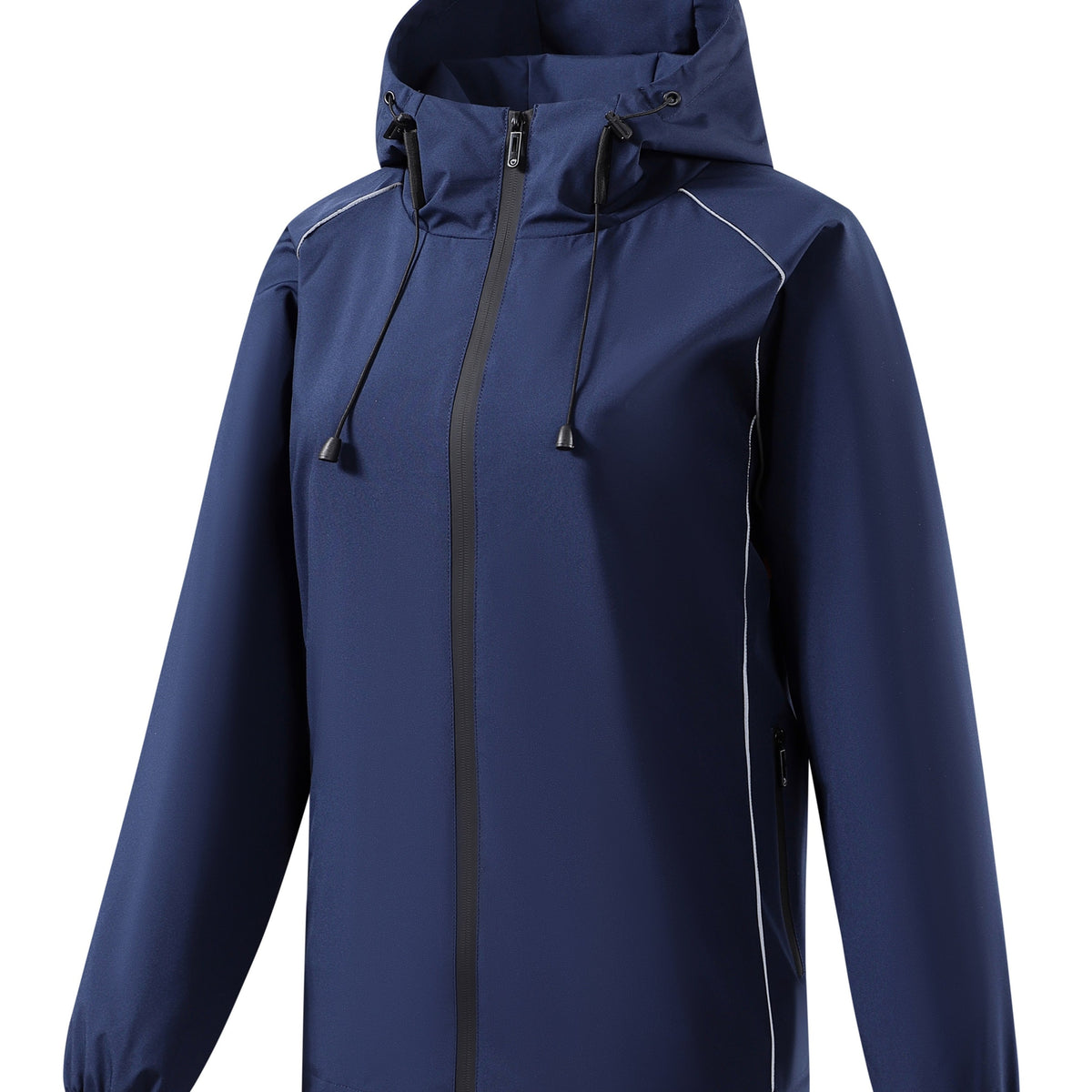 Veste grande taille, cordon de serrage, capuche, tissu opaque