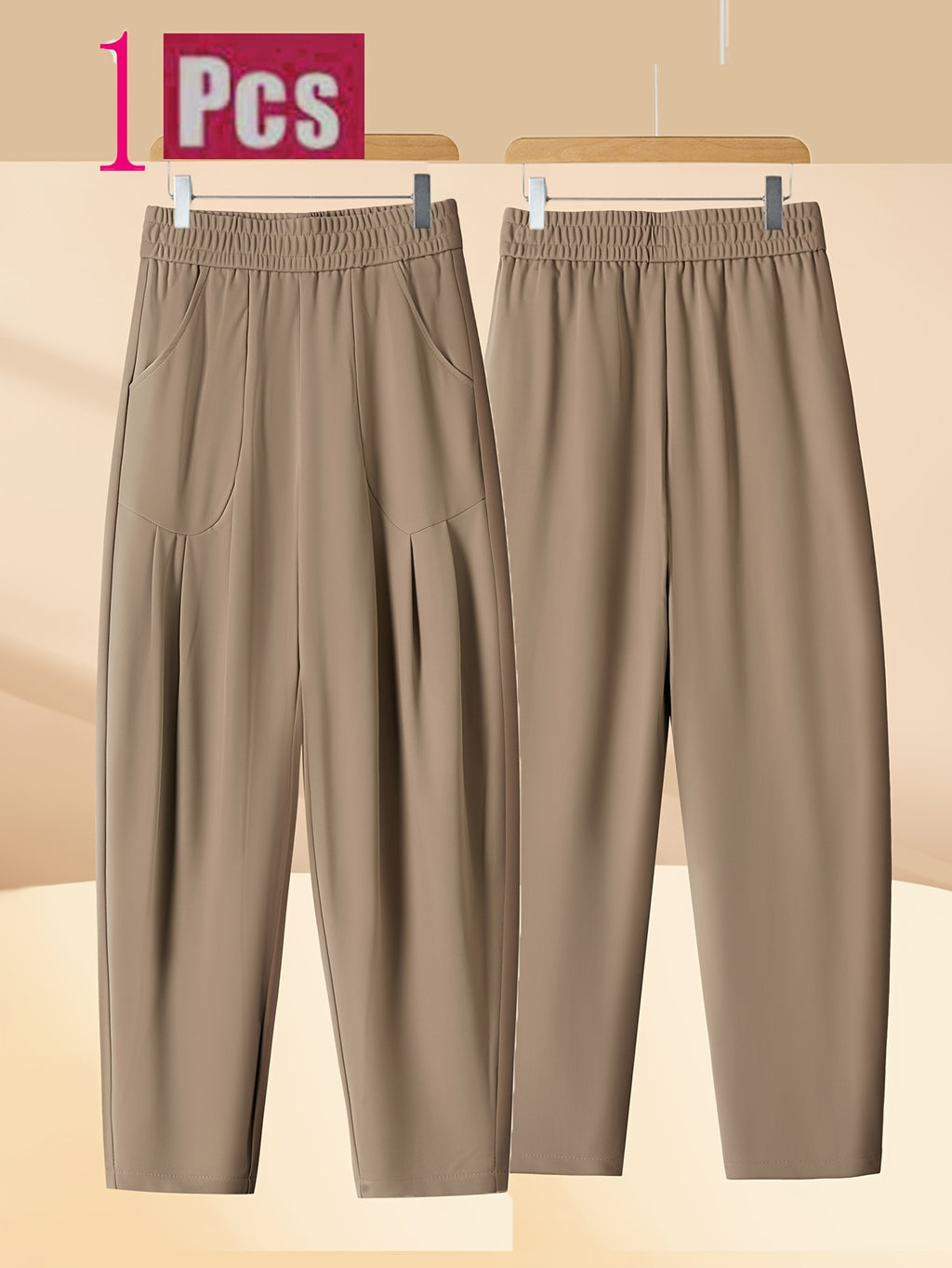 Pantalon carotte grande taille — Maille drapée et plis creux
