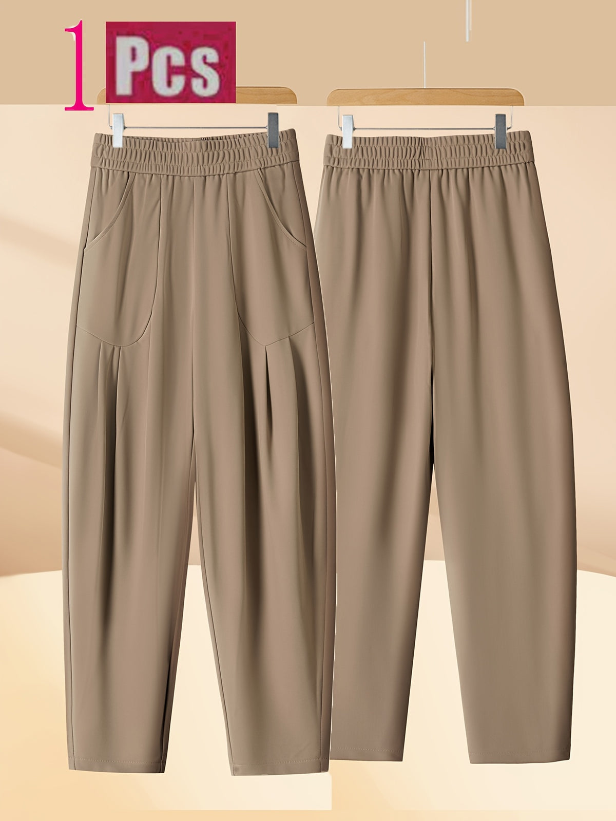 Pantalon carotte grande taille — Maille drapée et plis creux